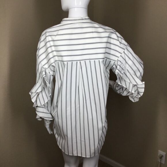 Joie Poin Ruffled Striped Button Down Shirt C3 - Picture 3 of 8